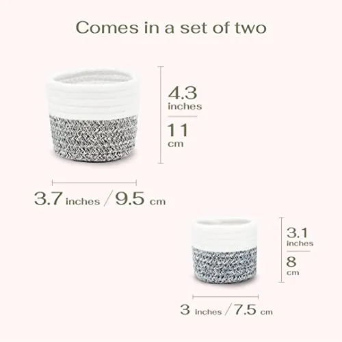 Pencil Holder for Desk Set of 2 Multi-purpose Small Woven Organizer