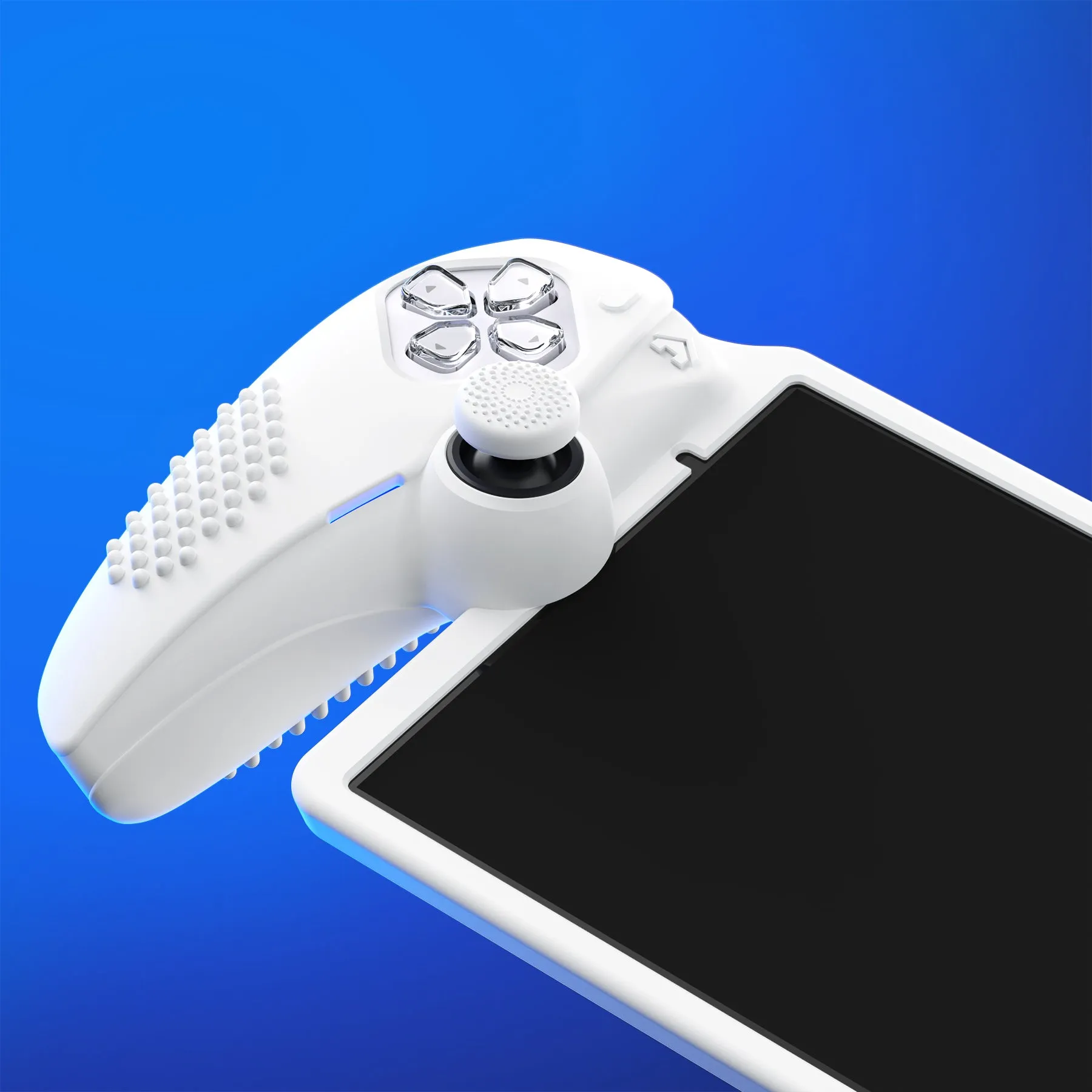 PlayVital 3D Studded Edition Anti-Slip Silicone Protective Case with Thumb Grips for PS Portal Remote Player - White - CYRPFP002