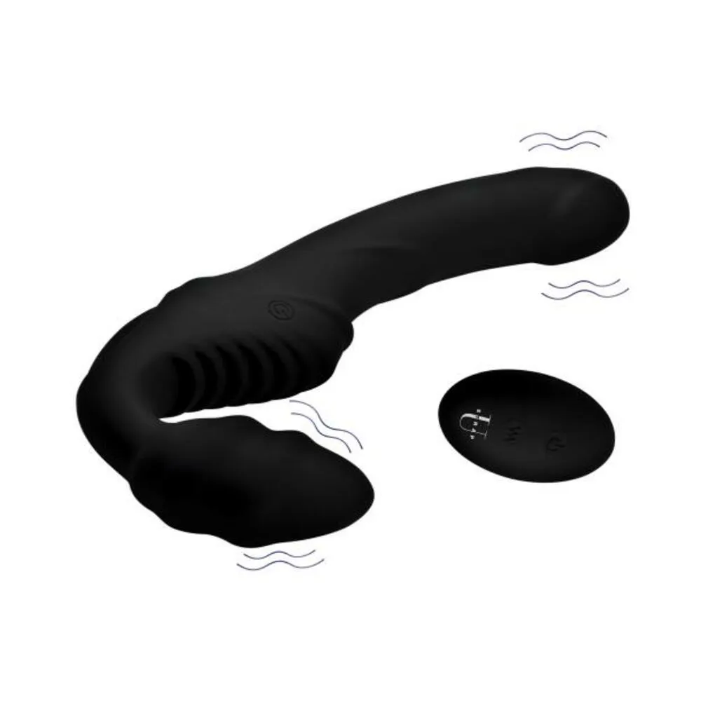 Pro Slim Rider Strapless Strap On With Remote Control Black