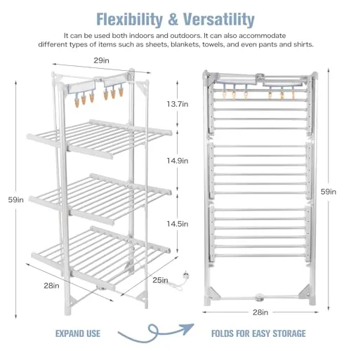 Rainberg Heated Clothes Airer, 3-Tier clothes airer (New)