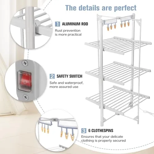 Rainberg Heated Clothes Airer, 3-Tier clothes airer (New)