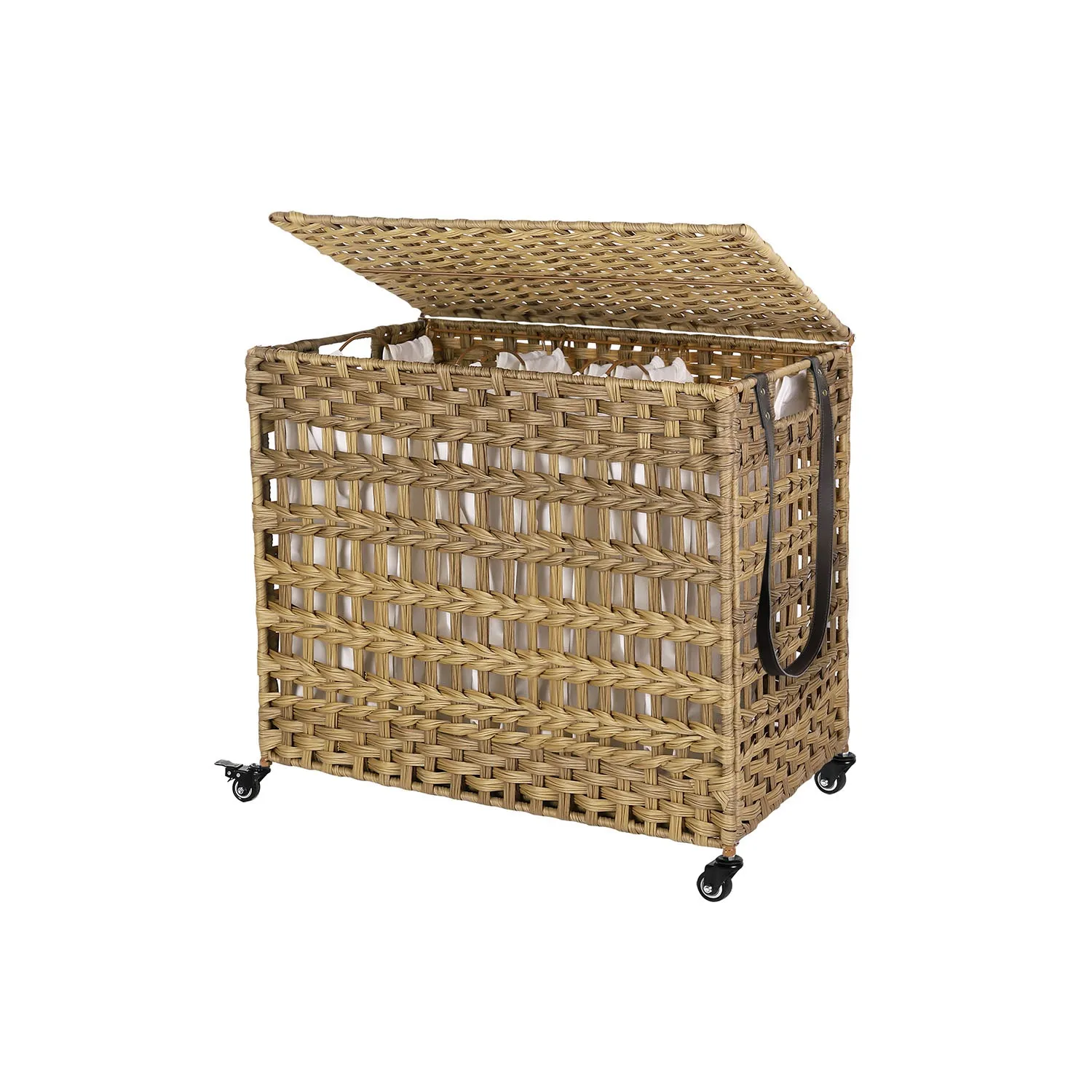 Rattan-Style Laundry Basket with 3 Removable Bags