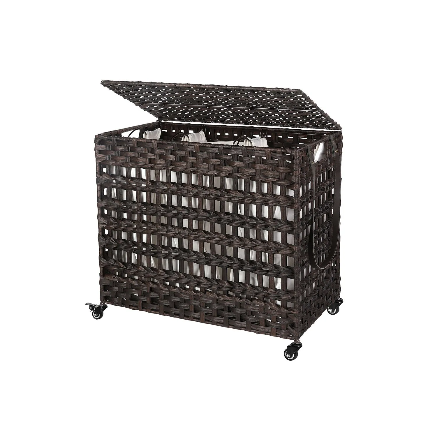 Rattan-Style Laundry Basket with 3 Removable Bags