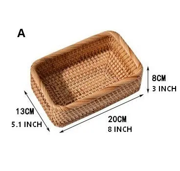 Rectangular Storage Basket for Living Room, Small Kitchen Storage Baskets, Woven Storage Baskets, Rattan Storage Baskets for Shelves