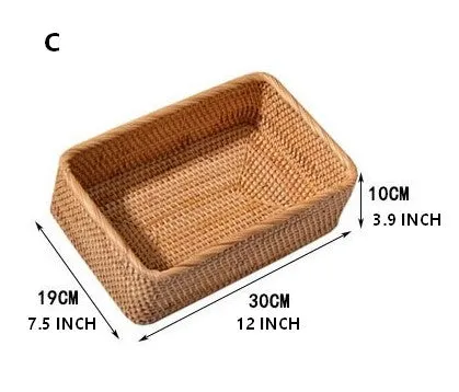 Rectangular Storage Basket for Living Room, Small Kitchen Storage Baskets, Woven Storage Baskets, Rattan Storage Baskets for Shelves