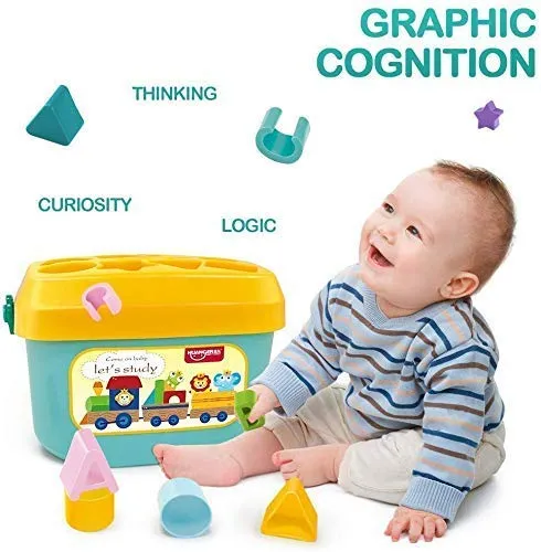 Sanghariyat Baby First Blocks Activity Toys Sorter Baby And Toddler Toy Abcd Learning Shape Alphabets Storage Bucket Toys Sorting Game Developmental Educational Toy Children 16 Building Blocks,Multi