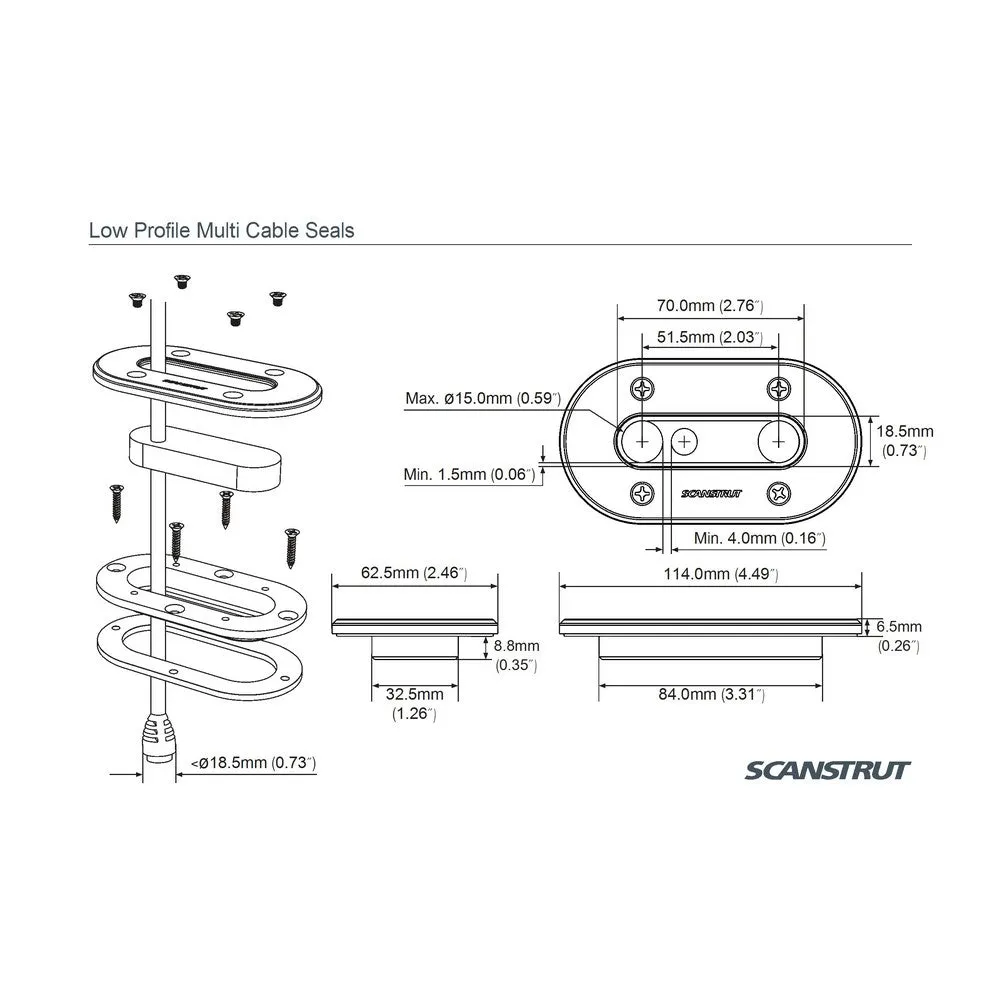 ScanStrut Low Profile Multi Cable Deck Seal - Black