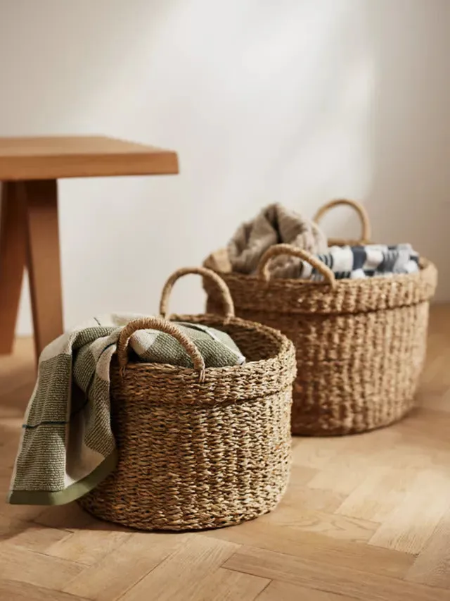 Slouchy Seagrass Basket, Natural, Set of 2