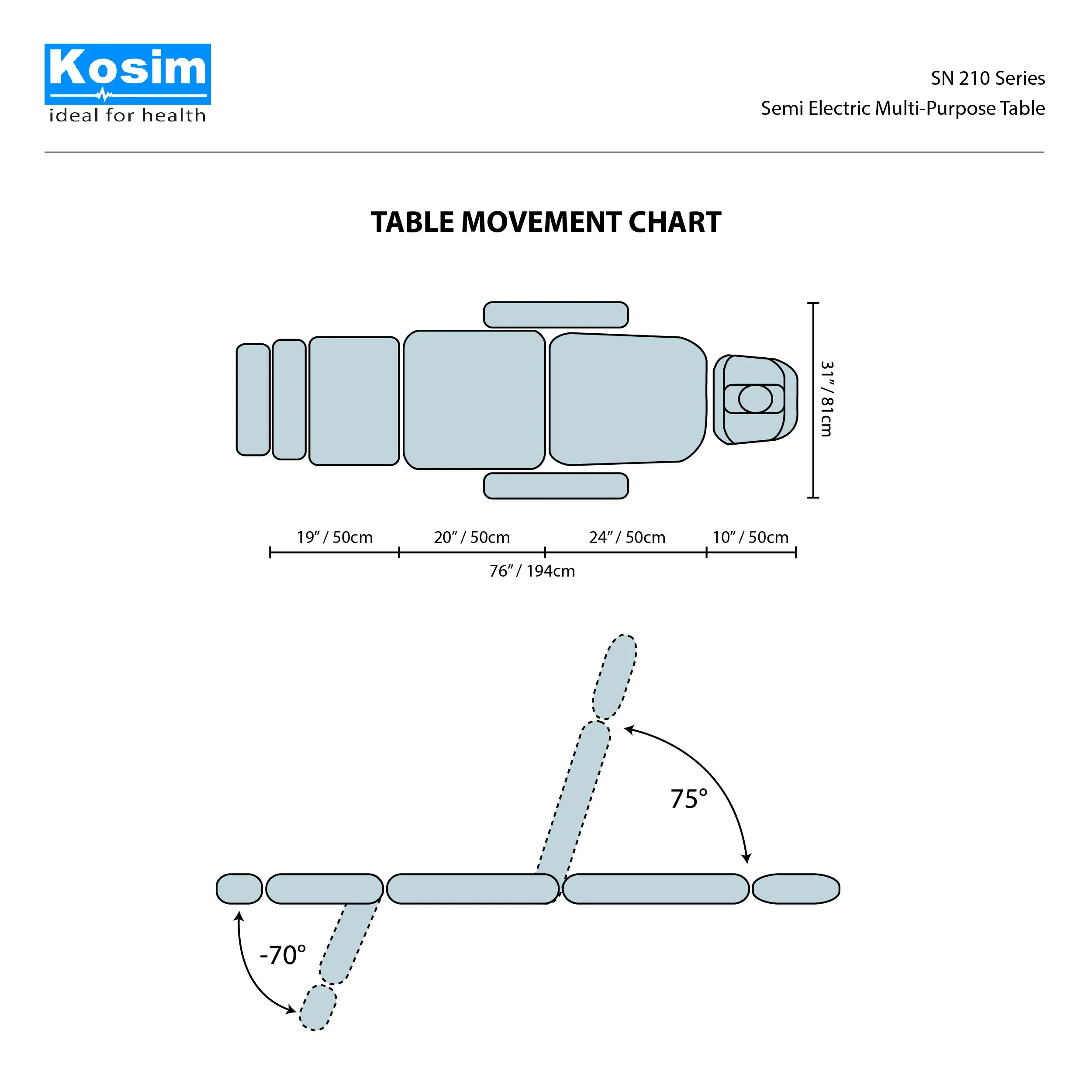 SN 210 Series Semi Electric Multi-Purpose Table