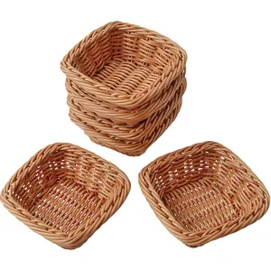 Square Plastic Woven Baskets | Set of 6 | Durable, Dishwasher-Safe Classroom Storage