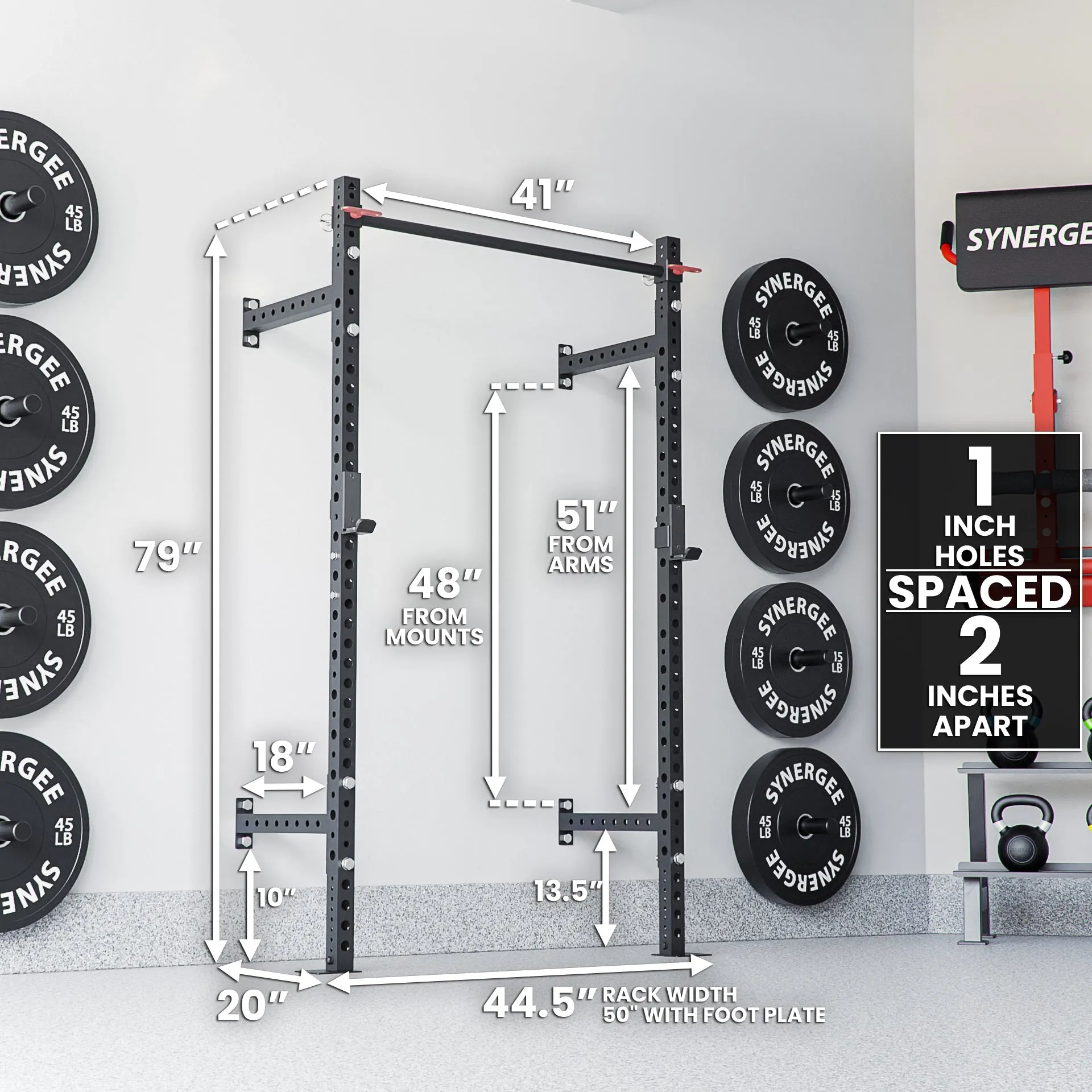 Synergee 2200 Series Wall Mounted Squat Rack