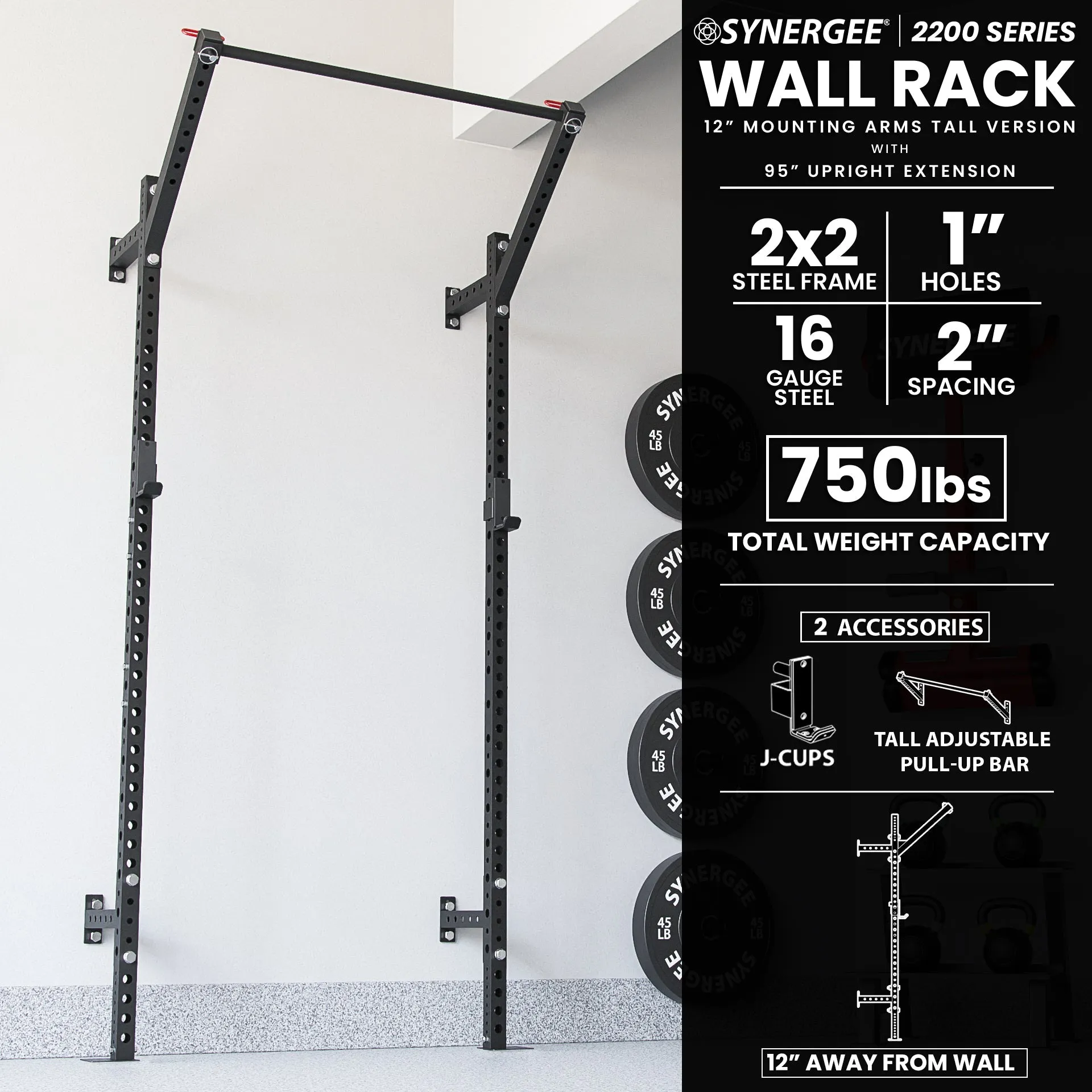 Synergee 2200 Series Wall Mounted Squat Rack