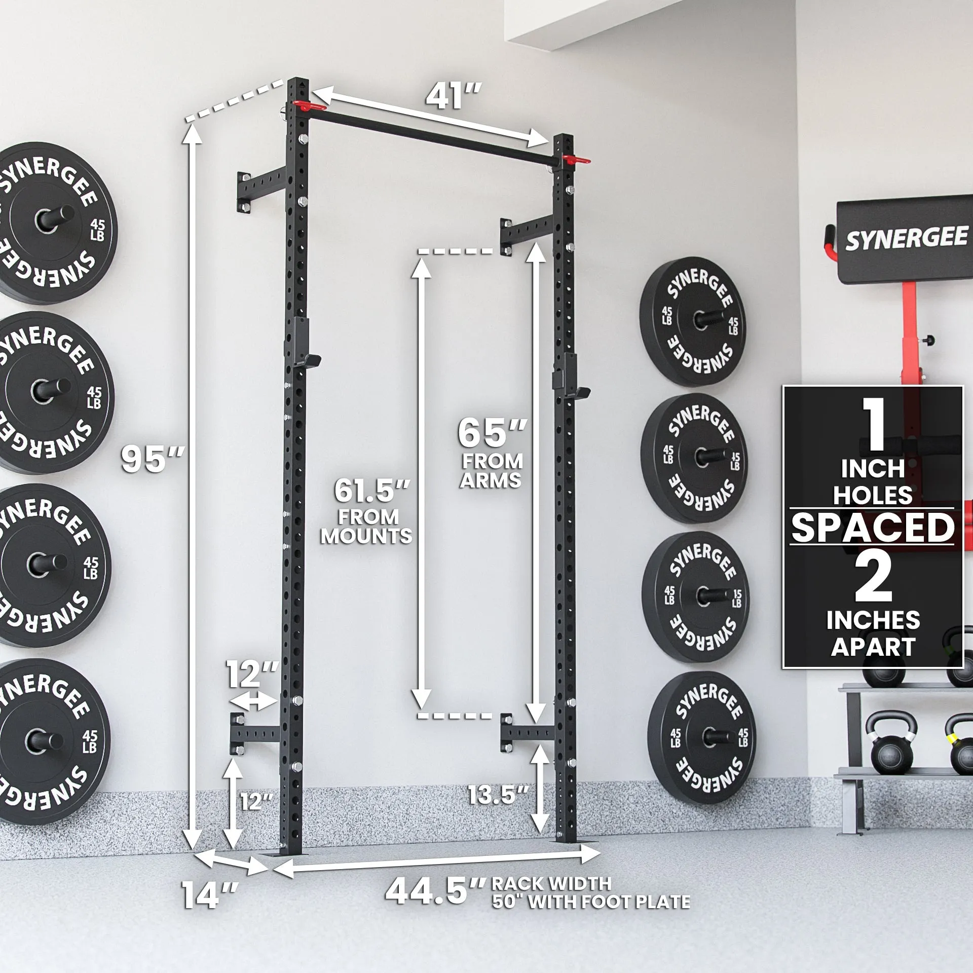 Synergee 2200 Series Wall Mounted Squat Rack