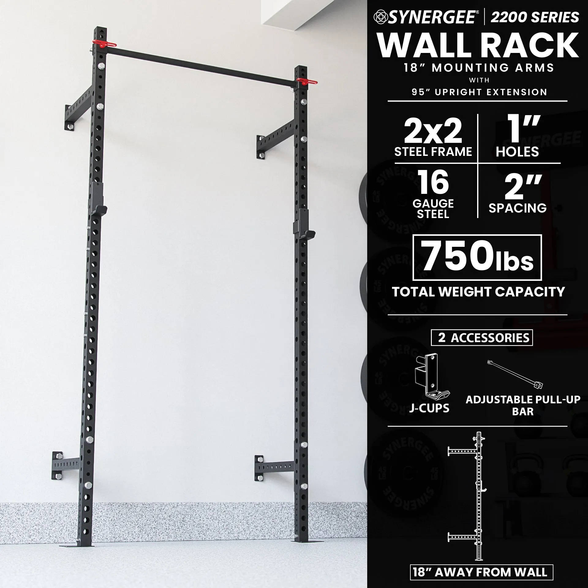 Synergee 2200 Series Wall Mounted Squat Rack