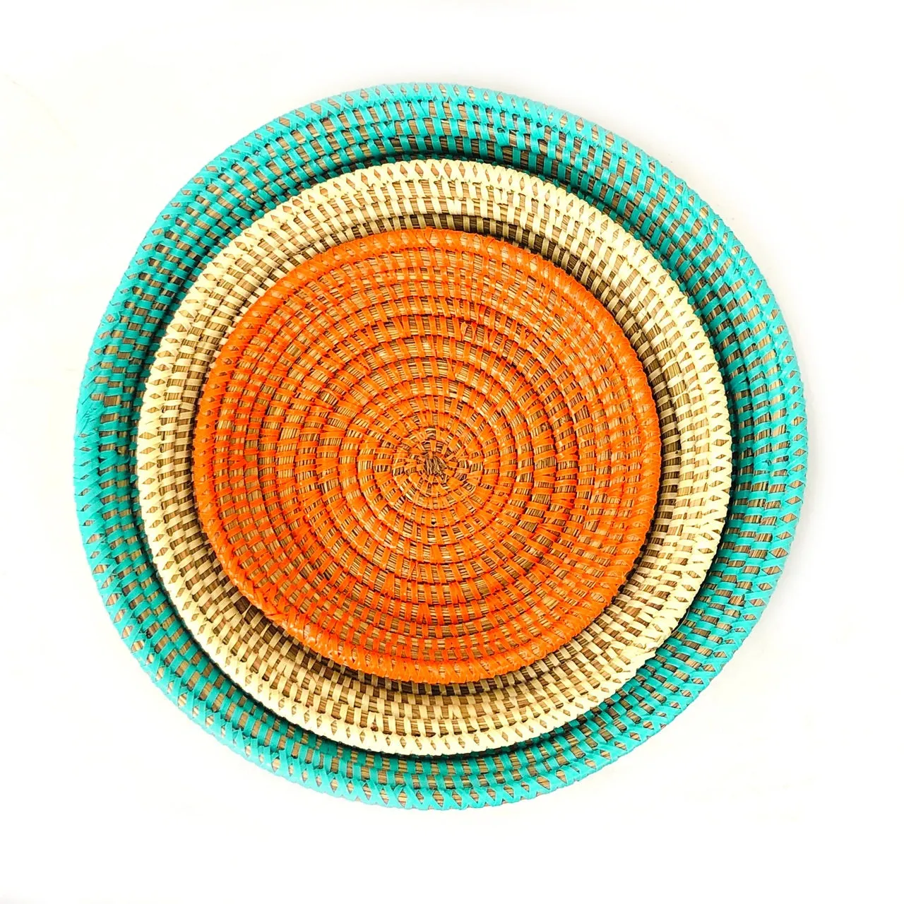 Tabletop Basket Bowl Set - Orange/ Turquoise/ White