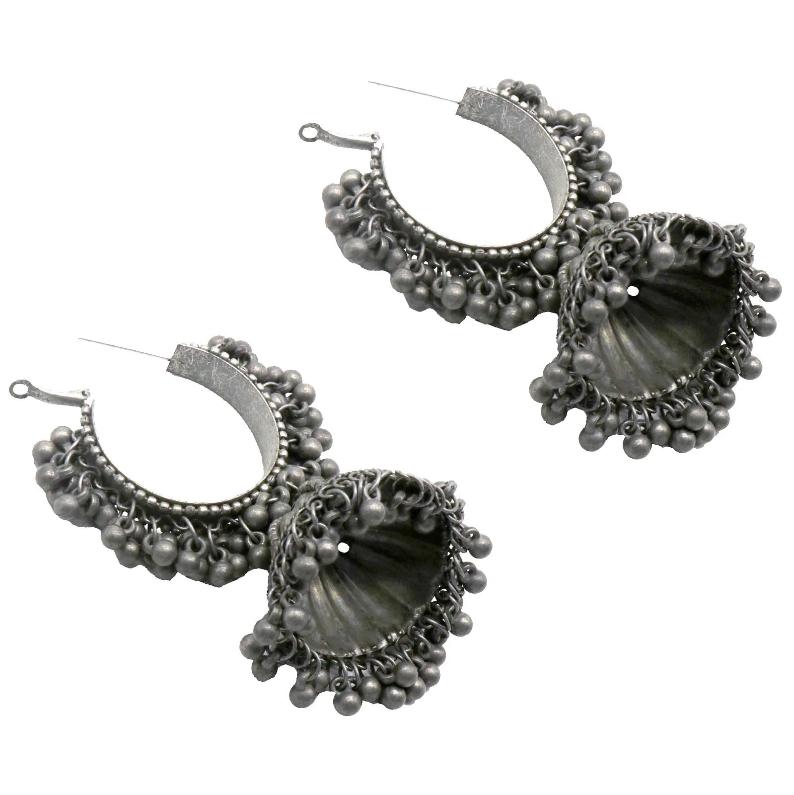 Teejh Alisha Pearl Silver Oxidised Jhumki Earrings For Women