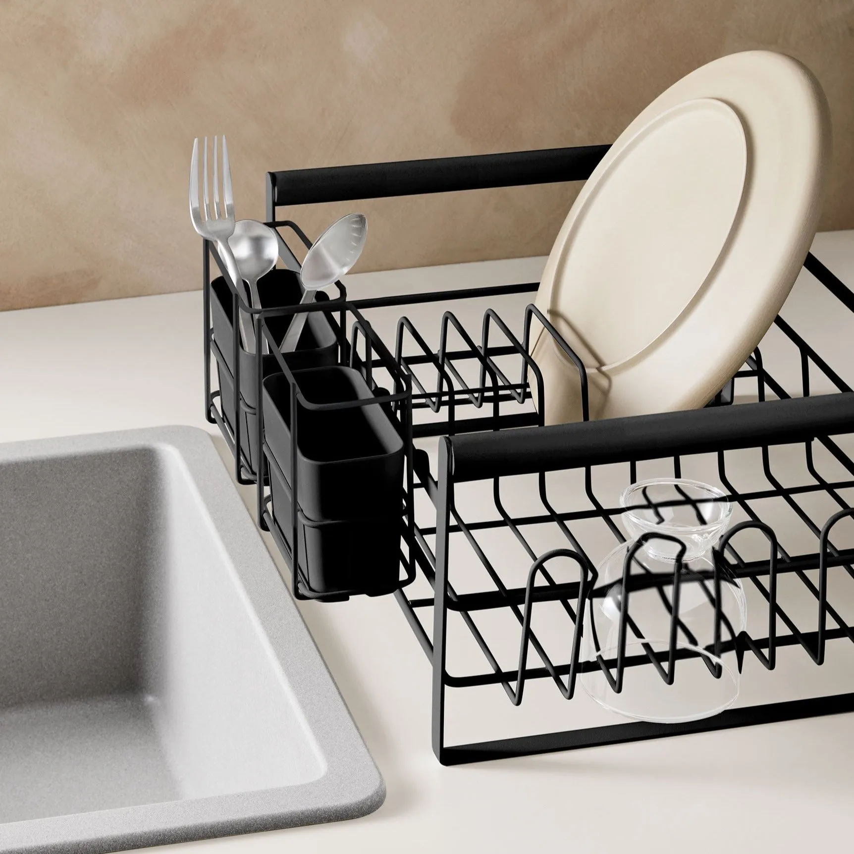 The Frame Dish Rack Removable Utensil Holders - Black