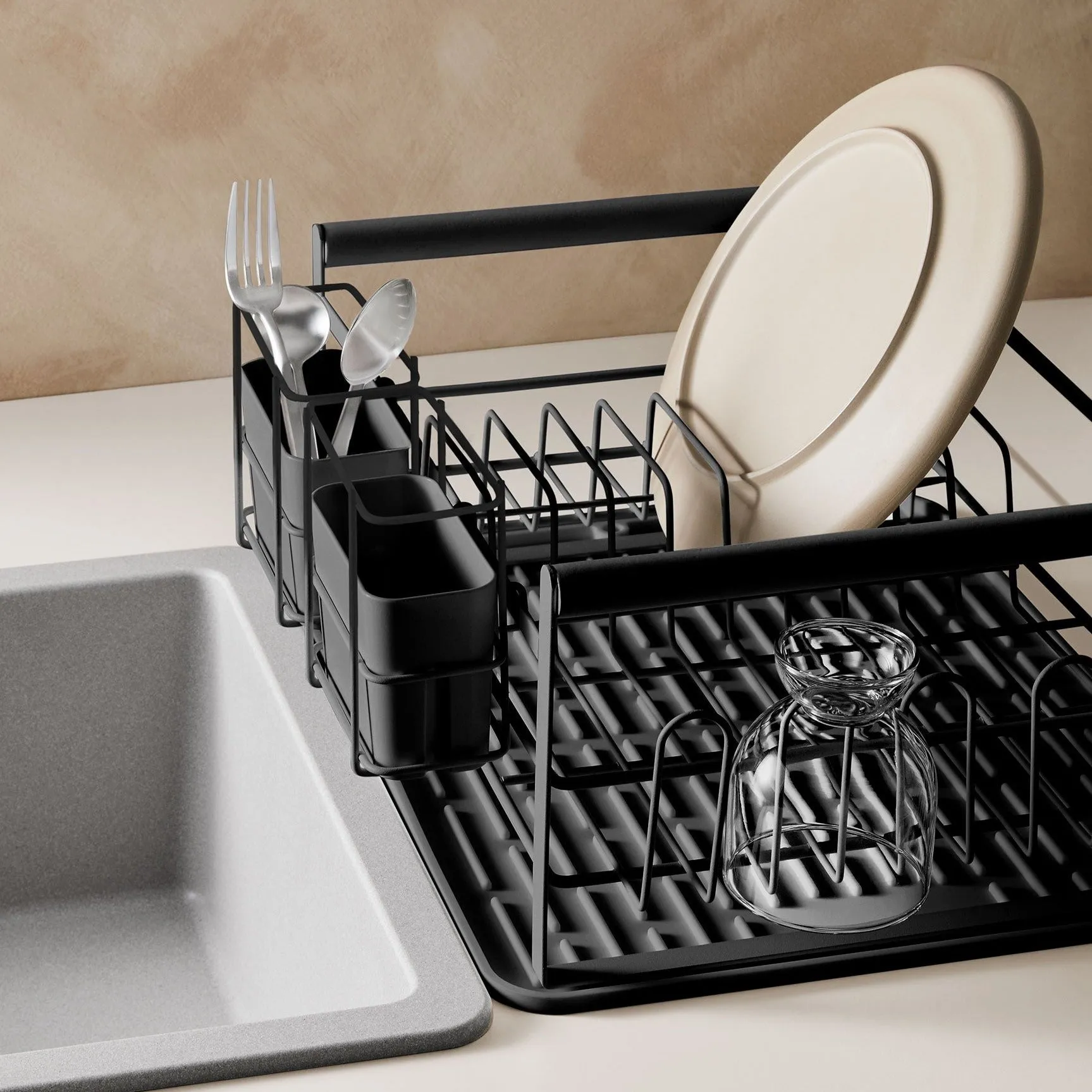 The Frame Dish Rack Removable Utensil Holders - Black