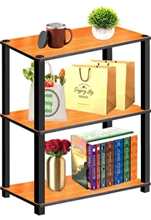 VARS DECOR Multipurpose Shelf,Display Rack,Storage Shelf,Bookshelf,Accent Table Side Table Wooden,Side Table Wooden,Stand Home Storage Organizer for Living Room Bedroom,Wooden Side Table (3 Floor)