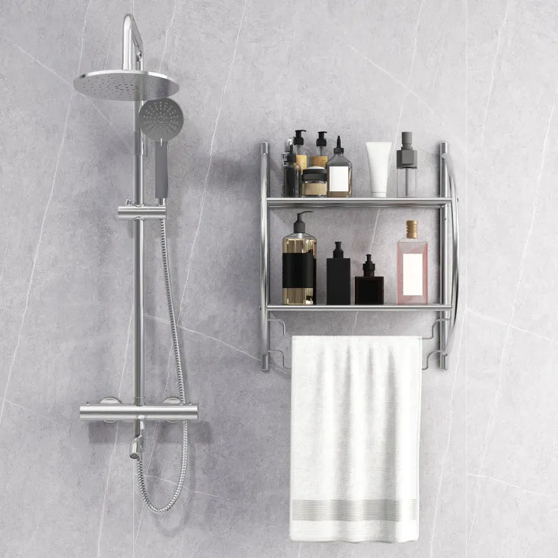 Wall Mounted 2-Tier Bathroom Towel Rack with 2 Towel Bars