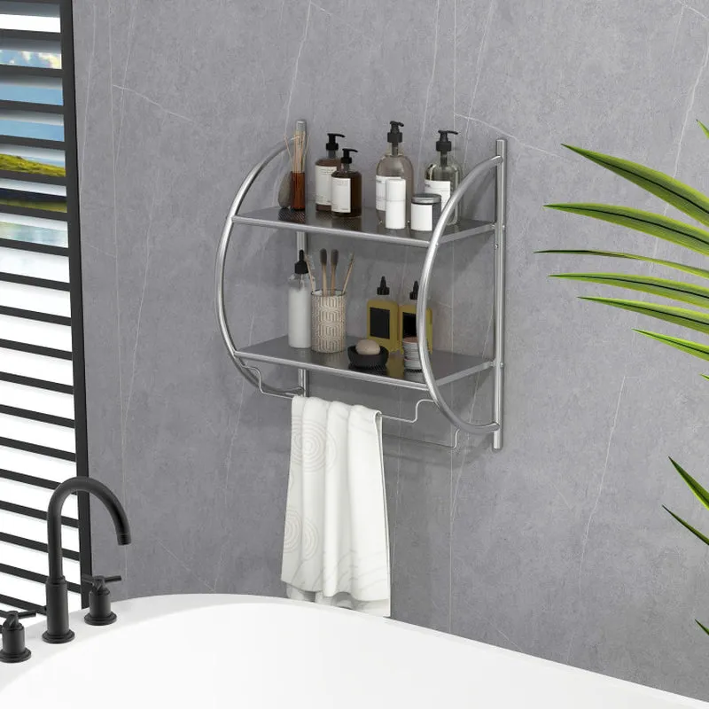 Wall Mounted 2-Tier Bathroom Towel Rack with 2 Towel Bars