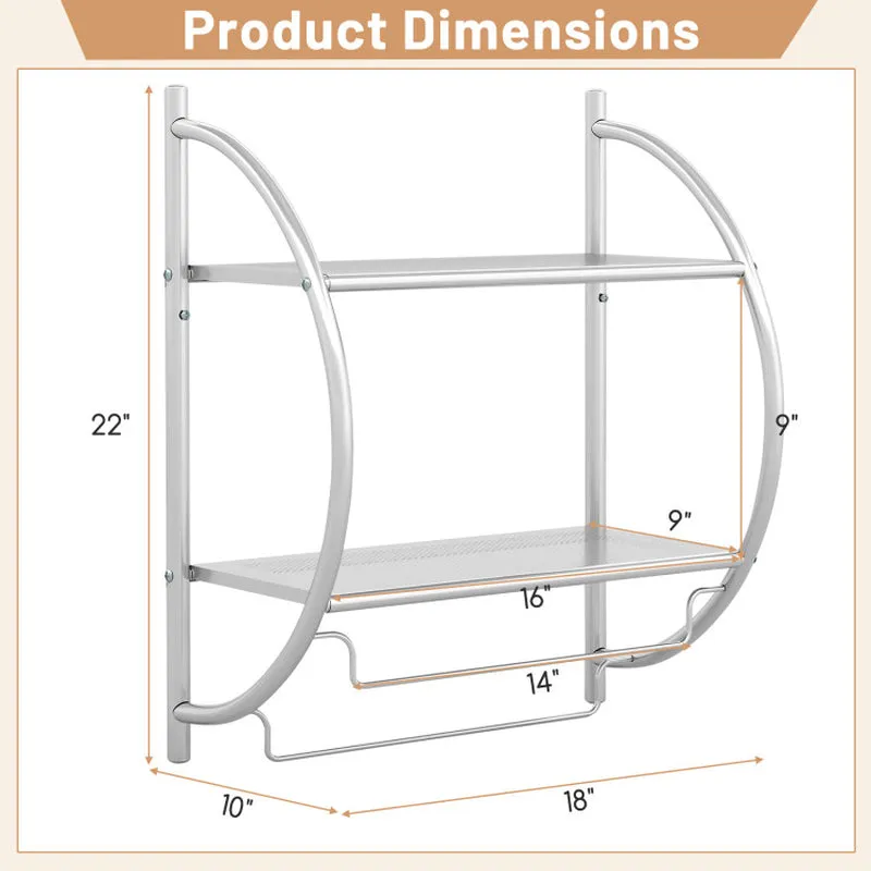 Wall Mounted 2-Tier Bathroom Towel Rack with 2 Towel Bars