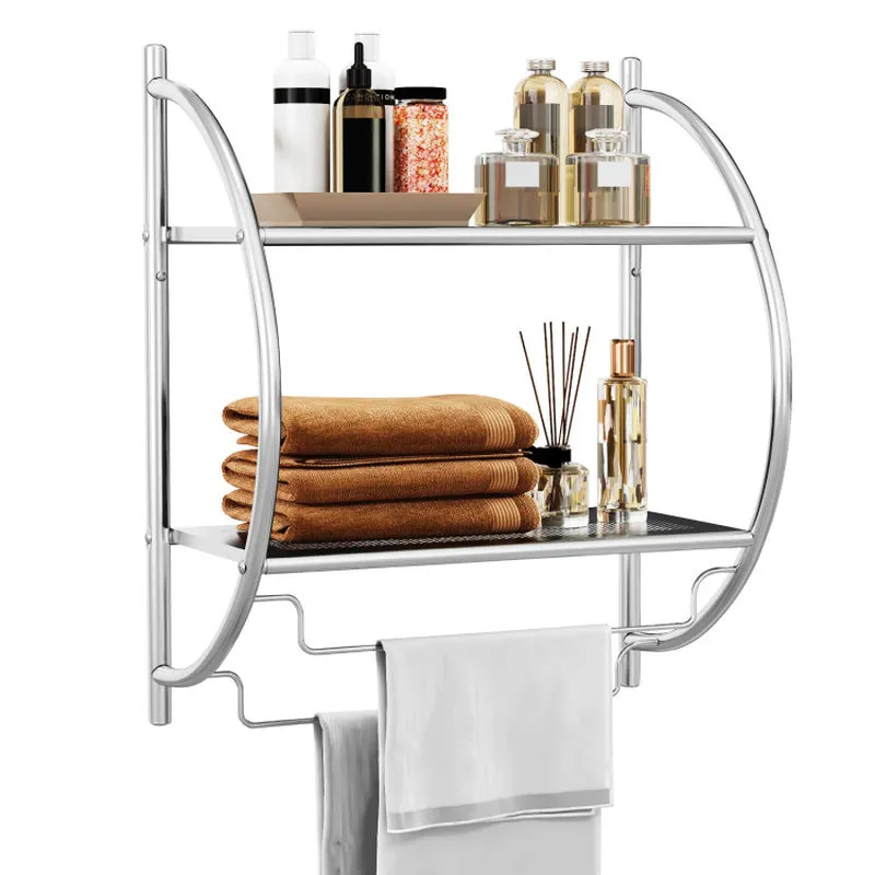 Wall Mounted 2-Tier Bathroom Towel Rack with 2 Towel Bars