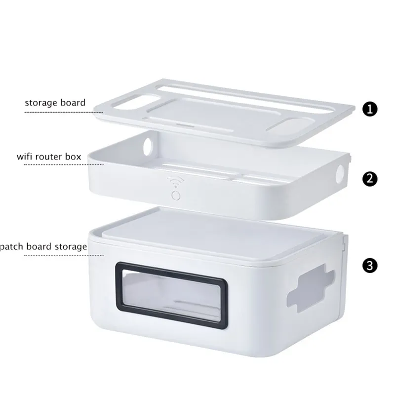 Wall-Mounted Wifi Cable Socket Storage Organizer Box