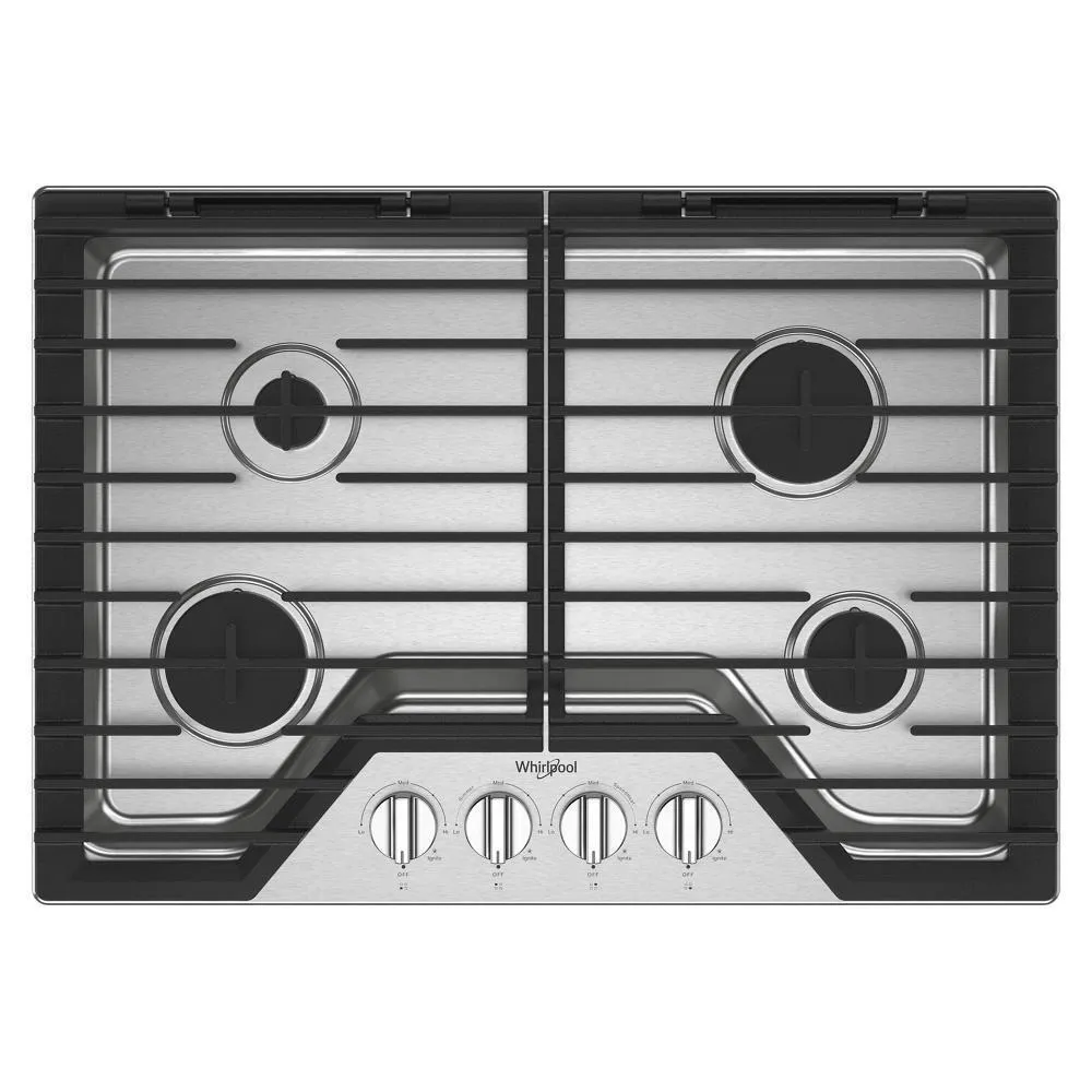 Whirlpool WCGK5030PS 30-inch Gas Cooktop with EZ-2-Lift™ Hinged Cast-Iron Grates