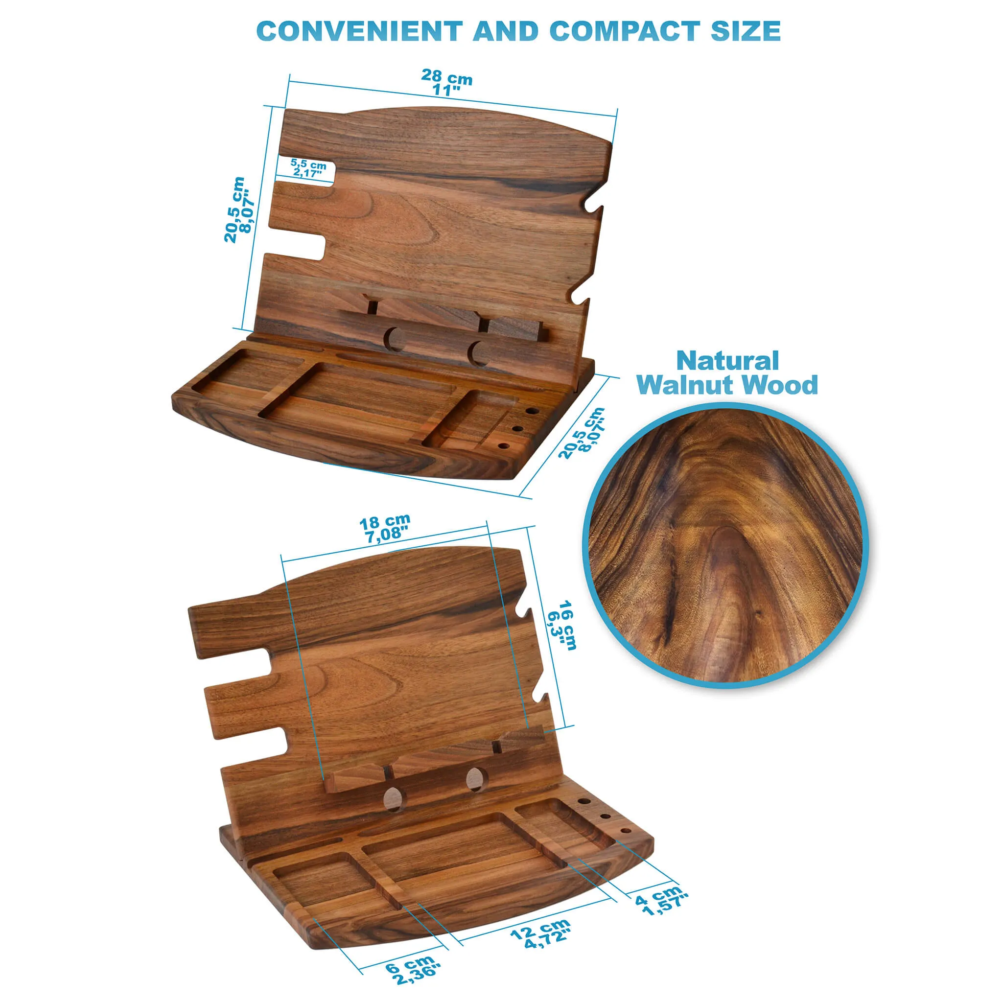 Wood Charging Station for Multiple Devices and Organizer